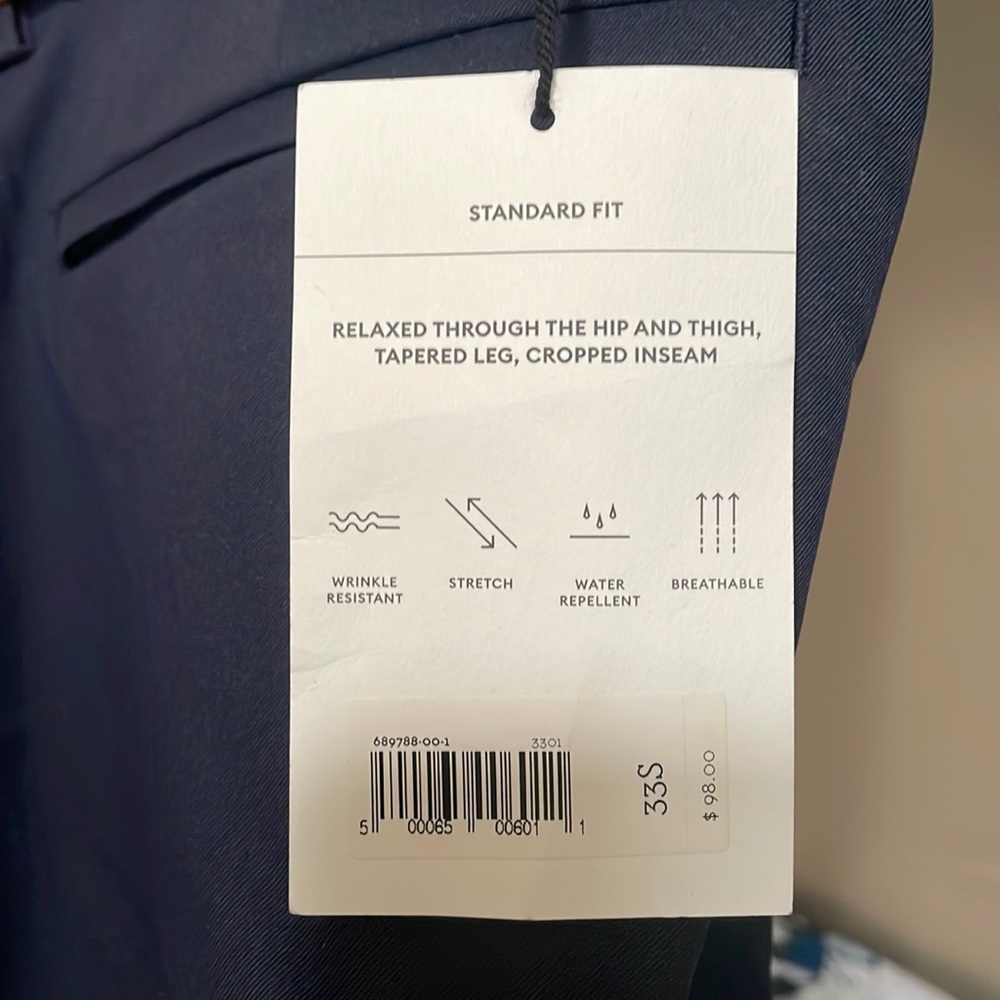 Banana Republic Motion Tec Pant - 33 Short - Navy - New